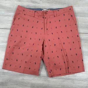 Le Tigre Shorts Mens 36 Pink Pineapple All Over Tri Flex Chino Cotton Spandex